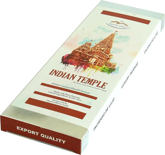 Indian Temple Incense Sticks - Artisan Luxury Masala Incense - Handmade Long-Burning Incense 20+ Sticks - Divine Scent for Home & Meditation