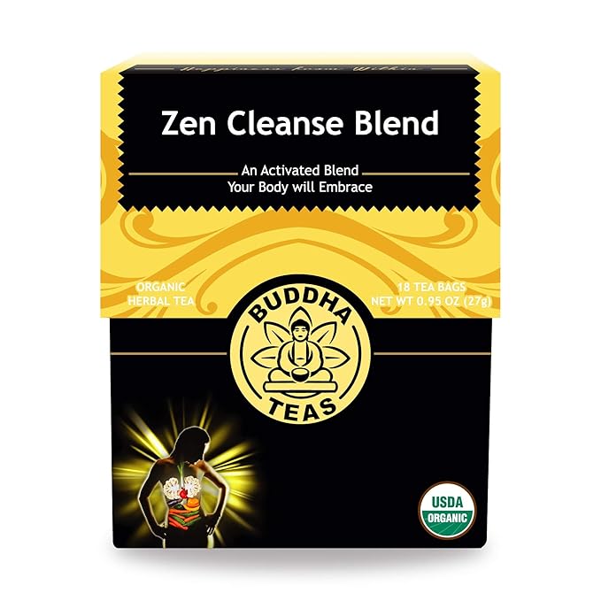 Buddha Teas Organic Zen Cleanse Blend - OU Kosher, USDA Organic, CCOF, 18 Bleach-Free Tea Bag