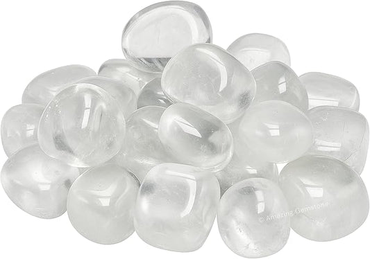 Amazing Gemstone Clear Quartz Crystals and Healing Stones Tumbled - 1000+ Carats Clear Quartz Stone, Natural Healing Stones for Energy Balance, Stress Relief, Polished Gems Rocks
