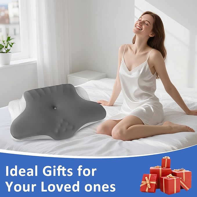 Cervical Pillow for Relieving Neck Pain, Ergonomic Sleep Cervical Pillow, Memory Foam Pillow with Cooling Breathable Pillowcase, Bed Pillow for Side Back Stomach Sleepers