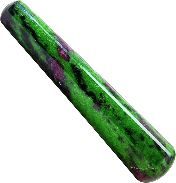 Amazing Gemstone Ruby Zoisite Crystal Wand Massage Stick - Pelvic Wand Gua Sha for Adults - Crystals and Healing Stones Massage Wands for Adults Gifts (Smooth)