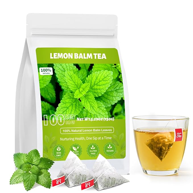 Lemon Balm Tea, Natural Lemon Balm Herbal Tea Bags for Calming and Digestion Support Caffeine-free - (100 Count (Pack of 1)