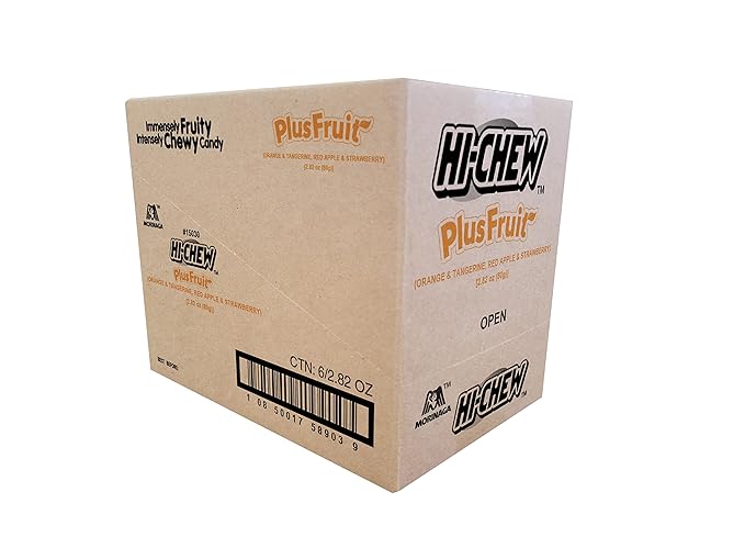 HI-CHEW Plus Fruit Mix, 6 Bags, 2.82oz each - Orange Tangerine Red Apple Strawberry, Unique Fun Soft & Chewy Halloween Candy - Immensely Juicy Fruity Candy Flavors, Individually Wrapped for Sharing