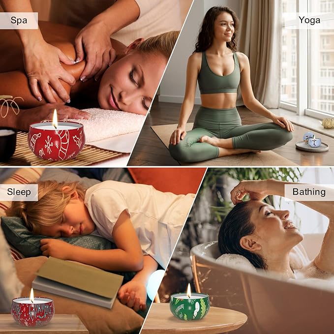 Christmas Candles Gifts Set for Women, Primevolve Scented Candles for 12 Bulk Home Aromatherapy, Strongly Fragrance Long Lasting Portable Travel Tin for Spa Bath Yoga