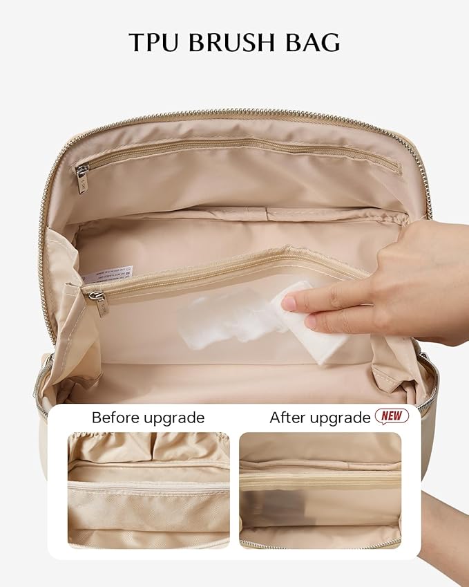 EACHY Travel Makeup Bag,Large Capacity Cosmetic Bags for Women,Waterproof Portable Pouch Open Flat Toiletry Bag Pattern Makeup Bag