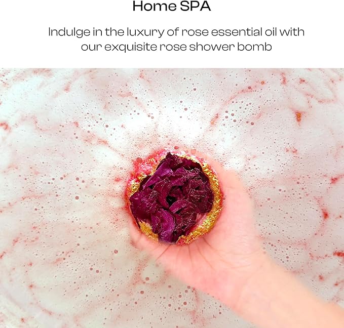 Bath Bombs for Women, Gift Set of 6 Fizzies Luxury Large Size with Real Flowers and Natural Organic Essential Oil, Self Care Gifts for Women, Mon, Daughter, Girlfriend, Kids,Pack of 6 (Rose)