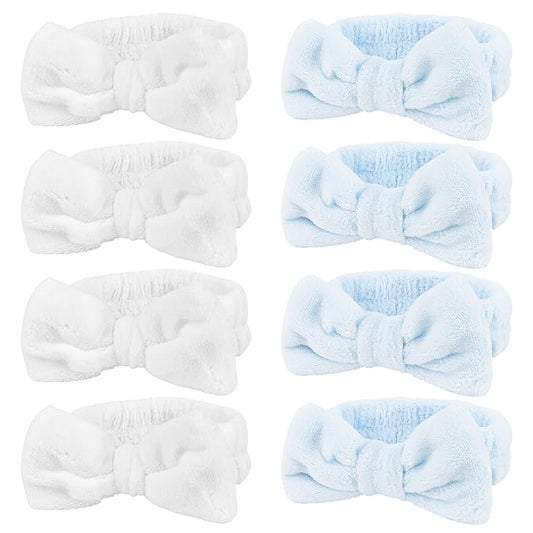 10 Pack Spa Headband for Washing Face Stocking Stuffers Skincare Headbands Bulk for Women Girls Soft Coral Fleece Hairband Cute Bow Headbands for Washing Face Makeup