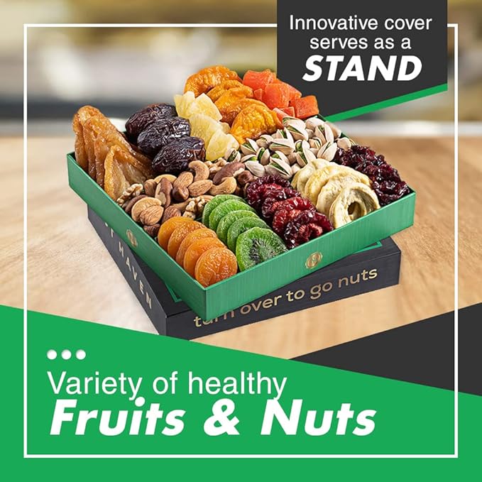 Dried Fruit & Nuts Gift Basket - Fresh Dried Fruit & Nuts Gift Basket - Assorted Food Gift Box for Birthday, Family, Sympathy, Men & Women.