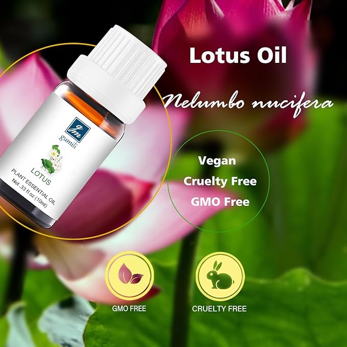Lotus Essential Oil - Pure Natural Fragrance for Aromatherapy, Perfume Making, Candles, Soap, Room Spray, Diffuser Blends - Organic, 10mL Undiluted