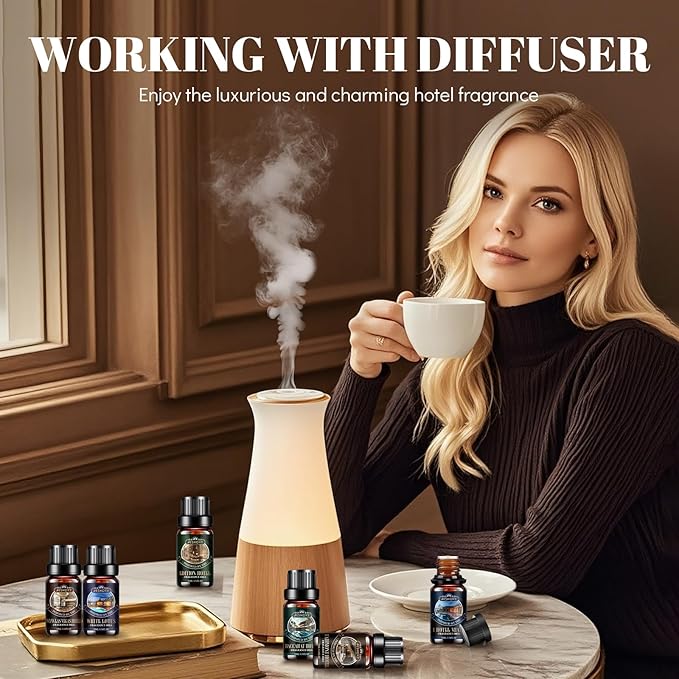 Hotel Diffuser Oils Gift Set,6x10M Luxury Essential Oil for Diffuser, Fragrance Oil Blend Hotel Scent for Soap & Candle Making