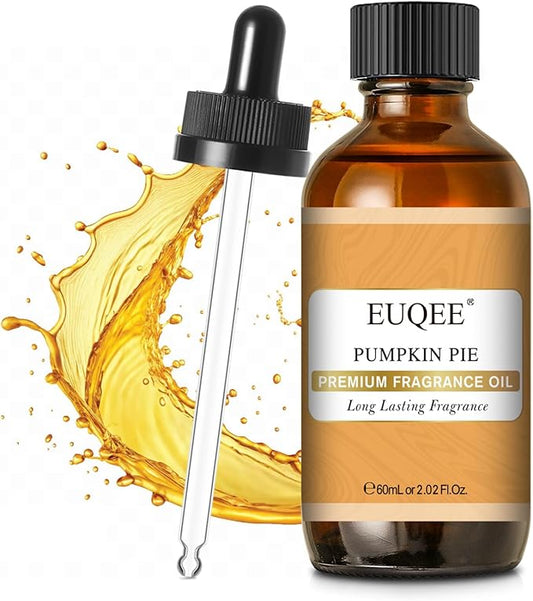 EUQEE Pumpkin Pie Fragrance Oil, Premium Pumpkin Pie Scented Essential Oils with Glass Dropper for Soap & Candle Making, Bath Bombs (2.02 Fl oz/60 ml)