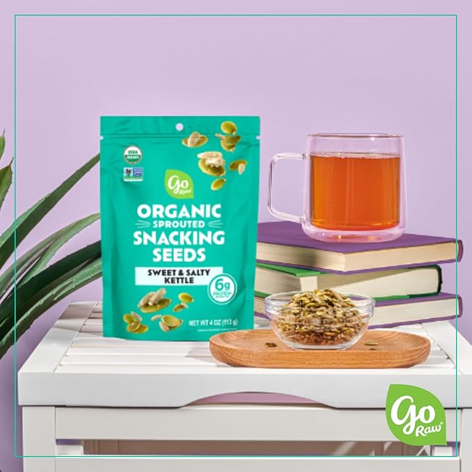 Go Raw Organic Sprouted Sweet & Salty Kettle Snacking Seeds, 4 oz, 6 Pack, Pumpkin & Sunflower Seeds, Keto, Kosher