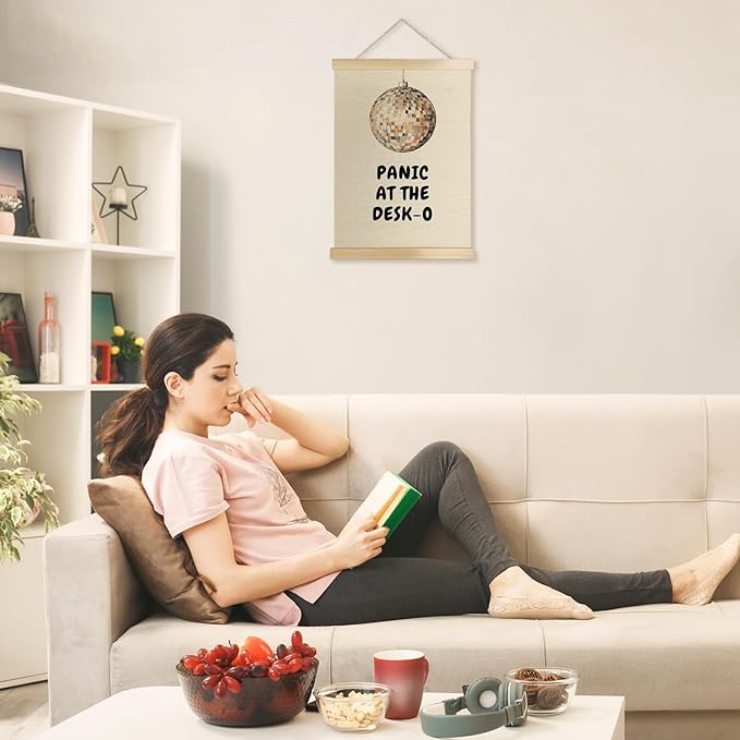 Exqcom Funny Office Decor, Panic at the Desk-O Wall Art Poster, Retro Trendy Y2K Disco Ball Mental Health Posters for Office Workplace Workroom Home Decor, 12x16 Inches