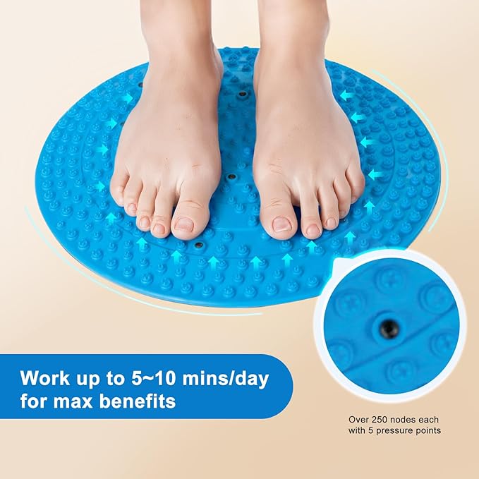 Foot Massager Mat, Manual Massage Tool with Magnetic Therapy Acupressure Disc for Feet Relaxation, Foot Relieve Stress Treatment (Blue)