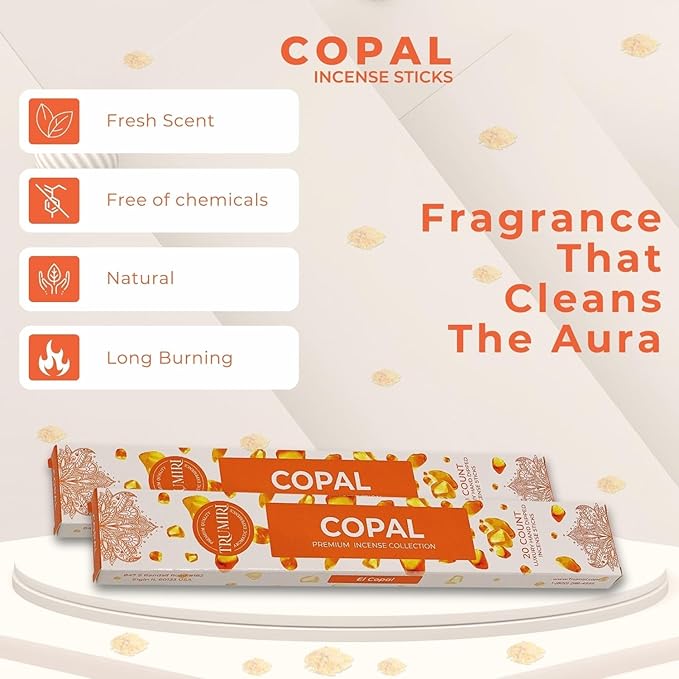 Copal Incense Sticks - Total 120 Insence-Sticks - 6 Packs of 20 Insense - Inciensos - Inscents - Natural Non Toxic Ingredients - Incents - Incence - Inscense - Insents