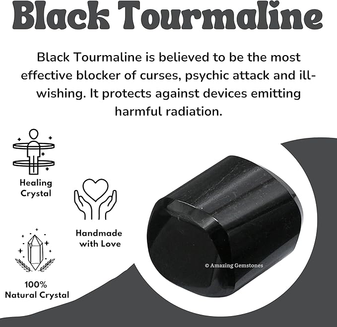 Amazing Gemstone Black Tourmaline Crystals and Healing Stones Tumbled - 1 oz, Healing Stones for Energy Balance, Stress Relief - Premium Polished Gems Rocks for Meditation and Wellness
