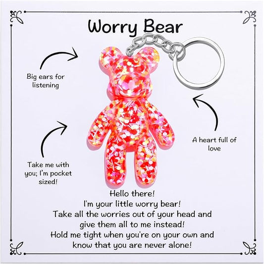 Pocket Bear Hug, Anxiety Gifts for Women Men, Mental Health Positivity Gift, Autism Fidget Gifts, Stress Relief Gift for Her, Comforting Present for Son Daughter Back to School, Red