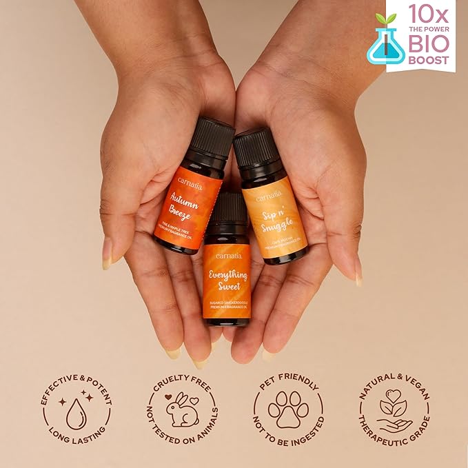 Carnatia Fall Whispers Aroma Oil Set - Pack of 6 | Cozy, Nostalgic Scents for Diffusers | Embrace Autumn’s Warmth with Earthy, Spiced & Comforting Aromas!