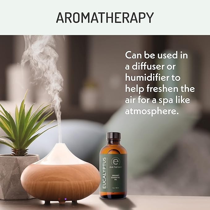 Eve Hansen Organic Eucalyptus Essential Oil 4oz | Topical & Aromatherapy | Sauna Essential Oil
