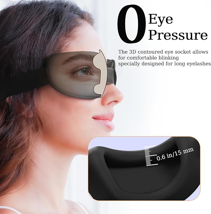 3D Sleep Mask for Women Men,Sleep Mask for Nasal Pillow Cpap Users Adjustable 100% Light Blocking,Eye Mask for Dry Eyes,Blind Fold for Side Sleeper Travel