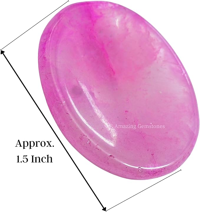 Amazing Gemstone Pink Onyx Worry Stone Crystals & Healing Stones - Worry Stones for Stress Relief Gifts - Piedra Crystal Fidget for Meditation, Relaxation - Unique Stocking Stuffers & Birthday Gifts