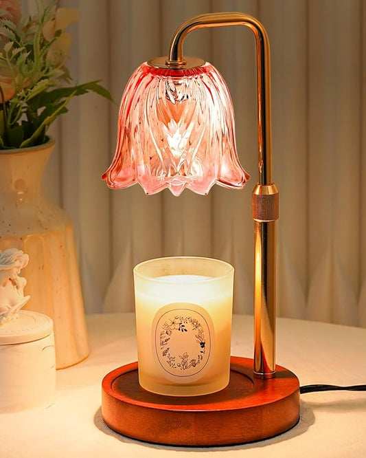 Flower Candle Warmer Lamp with Timer Dimmable,Candle Warming Lamp Height Adjustable,Candles Warmer Light for Jar Candles,Christmas Gifts for Women,House Warming Gifts New Home Decor