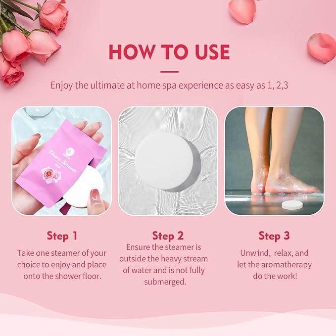 Shower Steamers Aromatherapy for Women and Men, 24-Pack Organic Shower Bombs with Essential Oil, Rose, Watermelon, Tea Tree, Orange, Sea Salt, Lavender Stress Relief Birthday Gifts for Her