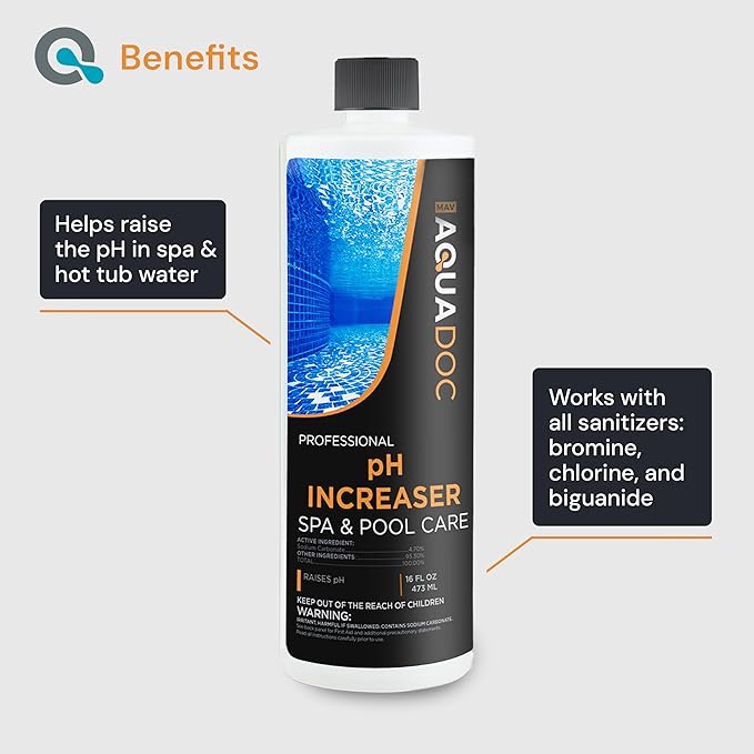 AquaDoc Spa pH Increaser for Hot Tub - 16oz - Spa pH Up for Water Balance - Hot Tub Chemicals Made in USA