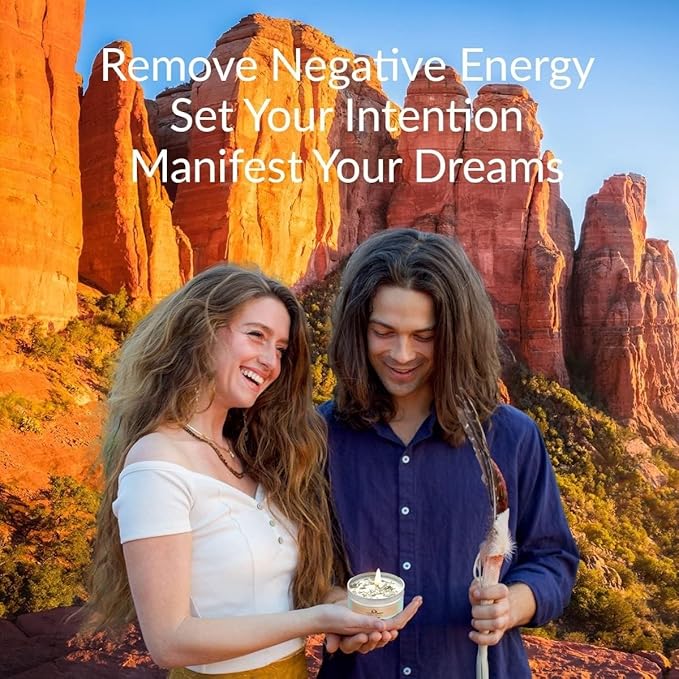 Sage Smudge Candle with White Sage Leaf (6oz) Manifest & Cleanse - Pure Sage Energy Cleansing Candle for Meditation – Spiritual for Protection & Intention – Soy Wax - Made in USA