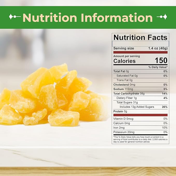 Sincerely Nuts - Dried Pineapple Chunks | Healthy Dehydrated Fruit Snack | Sweet Candied Chewy Tropical Pineapple Bits | Kosher, Vegan, Gluten Free 1 (LB) Bag