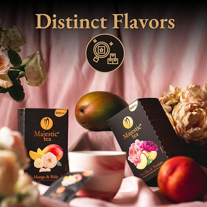 Biogena Majestic Tea Assortment Gift Box Flavored Fruit, Herbal Tea Sampler Box - (6x10 Tea Bags Variety Pack)