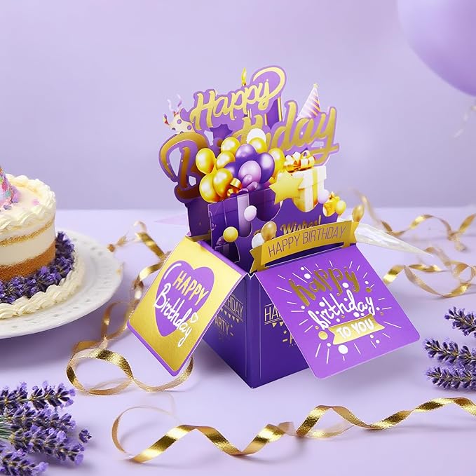 Happy Birthday Gifts for Women, Luxury Lavender Spa Gift Basket with Bath Essentials, Birthday Gifts for Mom, Wife, Sister, Girlfriend, Daughter, Coworker 16 oz Tumbler 3D Pop Up Birthday Cards