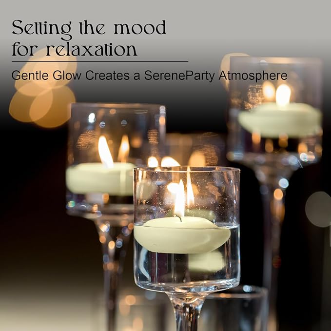 12-Pack Ivory Floating Candles (2") - Waterproof Wedding/Party/Spa Decor, Long-Lasting Burn
