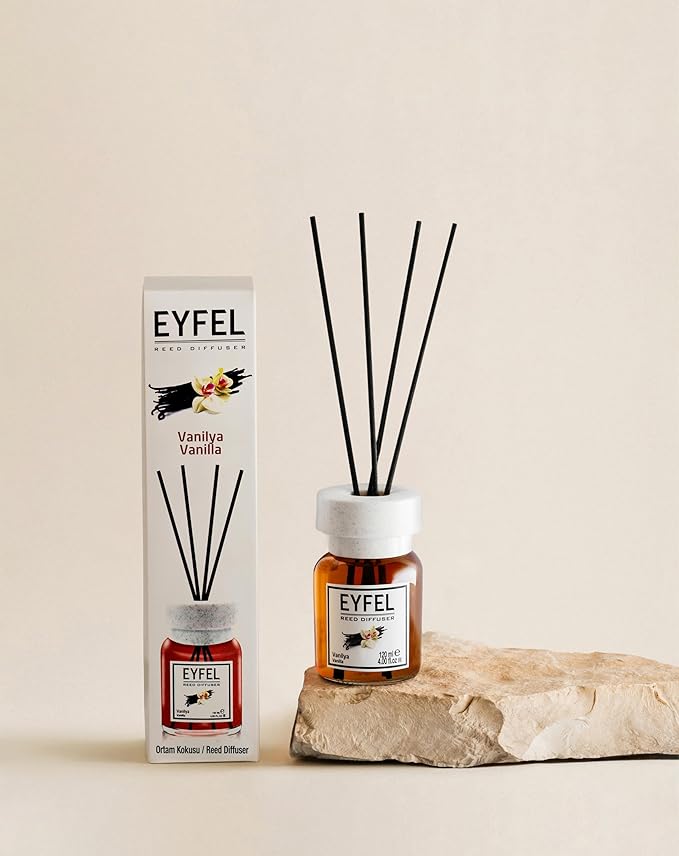 EYFEL Reed Diffuser Set for Home - Vanilla Scent 4.05 fl oz With Sticks for Bathroom