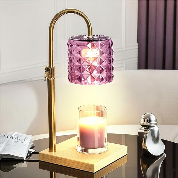 Purple Candle Warmer Lamp with Timer & Dimmer, Adjustable Height Flameless Wax Melt Warmer for Jar Candles, Birthday Gifts for Mom Women Men Friend Sister, House Warming Gift New Home Decor（Purple）