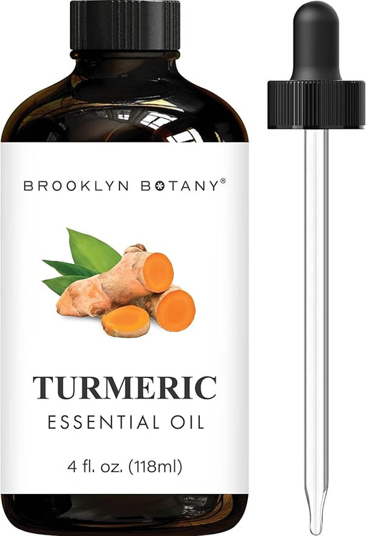 Brooklyn Botany Turmeric Essential Oil - Huge 4 Fl Oz - 100% Pure and Natural - Premium Grade with Dropper - for Aromatherapy and Diffuser