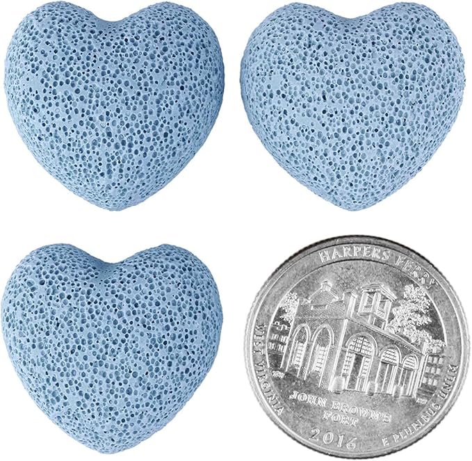rockcloud Blue Lava Rock Stone Heart Shape Pocket Stones Dyed Lava Rocks Aromatherapy Essential Oil Diffuser Set, 0.9 Inch, 10 Pcs