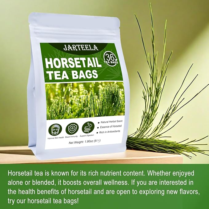 Jarteela - Horsetail Tea Bag, 1.5g x 36 Count - Premium Dried Horsetail Herbs - Cola De Caballo Hierba - Non-GMO - Caffeine-free - Support Bone Health