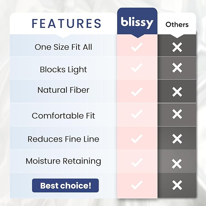 Blissy Silk Sleep Mask - Silk Eye Sleeping Mask for Women & Men for Total Blackout - 100% Pure Mulberry Silk, 22 Momme 6a Fibers - Blindfold Silk Sleep Mask Side Sleeper Eye Cover (Silver)