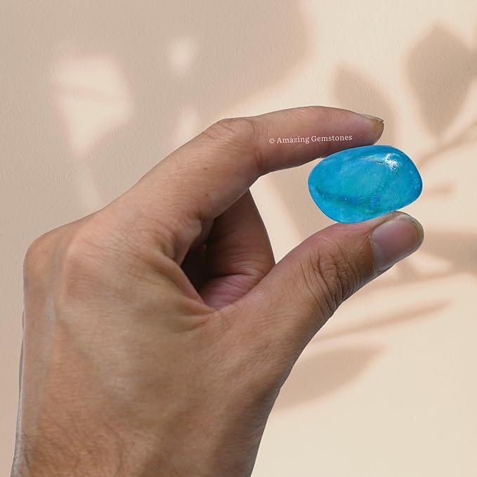 Amazing Gemstone Aqua Aura Quartz Crystals and Healing Stones Tumbled - 1 oz, Healing Stones for Energy Balance, Stress Relief - Premium Polished Gems Rocks for Meditation and Wellness