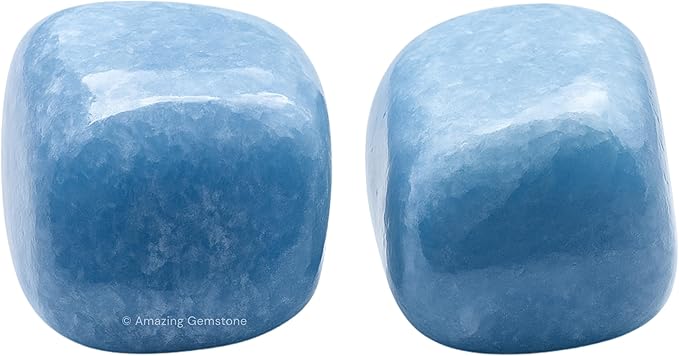 Amazing Gemstone Blue Calcite Crystals and Healing Stones Tumbled - 1 oz Natural Healing Stones for Energy Balance, Stress Relief - Premium Polished Gems Rocks for Meditation and Wellness