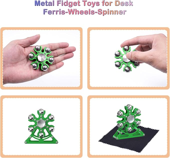 Desk-Fidget-Toys for Ferris-Wheels-Spinner: 4mins Kinetic-Metal-Spinner, Cool-Gadgets-Stuff for Kid Children Teen Adult EDC-Toy, ADHD Tools Stress Relief for Office Home School Men Woman Christmas