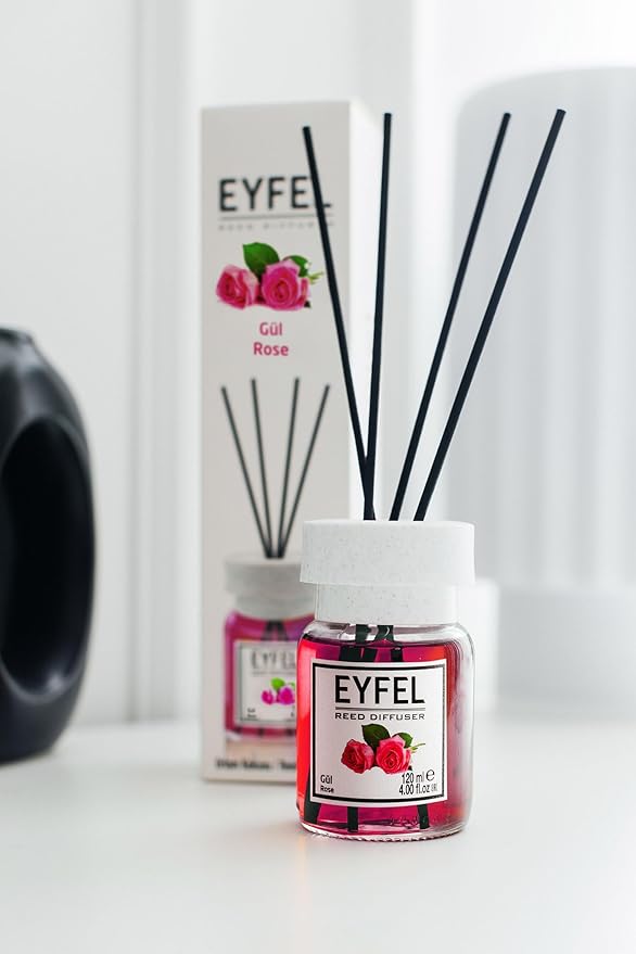 EYFEL Reed Diffusers for Home – Rose Reed Diffuser Set 4.05 fl oz Oil Diffuser Sticks, Bathroom Diffuser, Home Fragrances, Scented Sticks, Home Décor