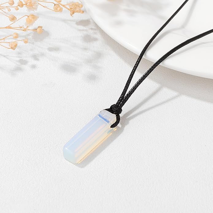 Crystal Necklaces for Women Gemstone Pendant Necklace Adjustable Handmade Black Rope Natural Stone Spiritual Necklace Energy Crystals and Healing Stones Necklace for Men