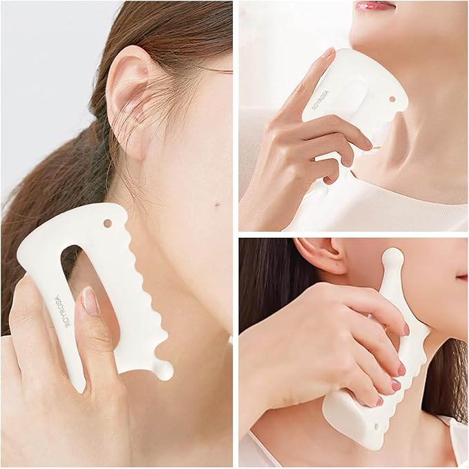 Gua Sha Facial Tools, Guasha Tool for Face - 6-in-1 Ceramic Massager for Jaw Lifting, Puffiness Relief, Facial Contouring and Relaxing Body Massage Gift