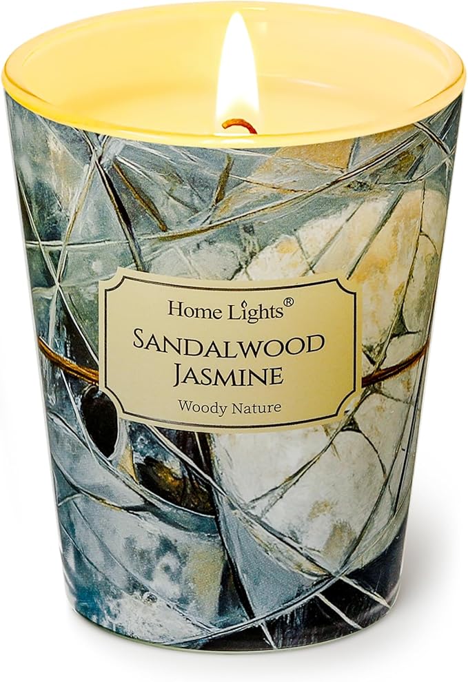 HomeLights Soy Wax Candles for Home Scented, 1-Wick Candles in Sandalwood Jasmine Scented, Industrial Chic Aromatherapy Candles Gift for Parties, Relaxing, 6.7oz
