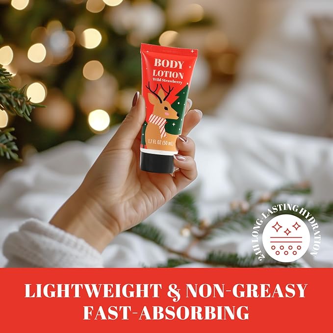 Christmas Bath and Body Gift Set for Women - Holiday Stocking Stuffers With Body Butter, Shower Gel, Lotion, Shampoo, Bubble Bath, Mini Towel - Birthday Gifts