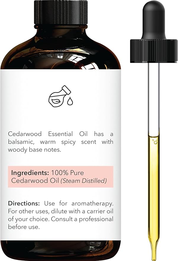 Brooklyn Botany Cedarwood Essential Oil - Huge 4 Fl Oz - 100% Pure and Natural - Premium Grade with Dropper - for Aromatherapy and Diffuser