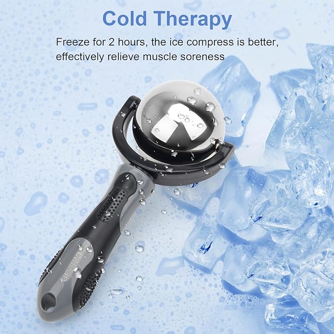 Cold Massage Roller Ball, Cold Therapy Relief, Portable Fitness Ice Roller Ball with Handle, Great Tool for Back/Neck Pain, Muscles Recovery and Inflammation