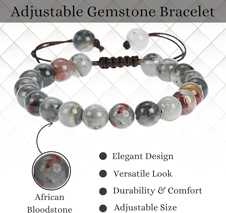 Energy Protection Crystal Handmade Adjustable Bead Bracelet Perfect for Men, Women’s Gift - Gemstone Healing Stretch Bracelet Pulsera Para Hombre Mujer Stocking Stuffer
